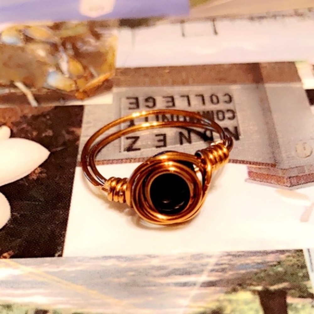 Handmade Wire Wrap Ring Birth Stone Good Luck - Picture 2 of 14